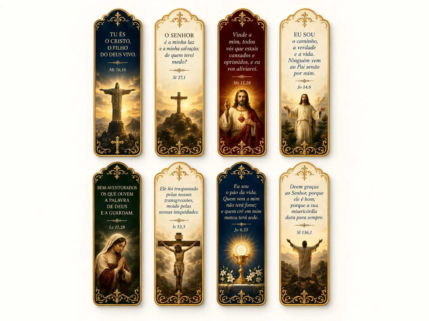 Oito marcadores de Cristo, fé, cruz e Eucaristia